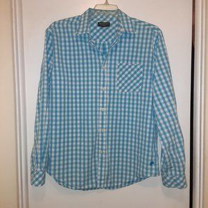 John Barlett Consensus Dress Shirt - Teal/Aqua and White Gingham - Men's Size L